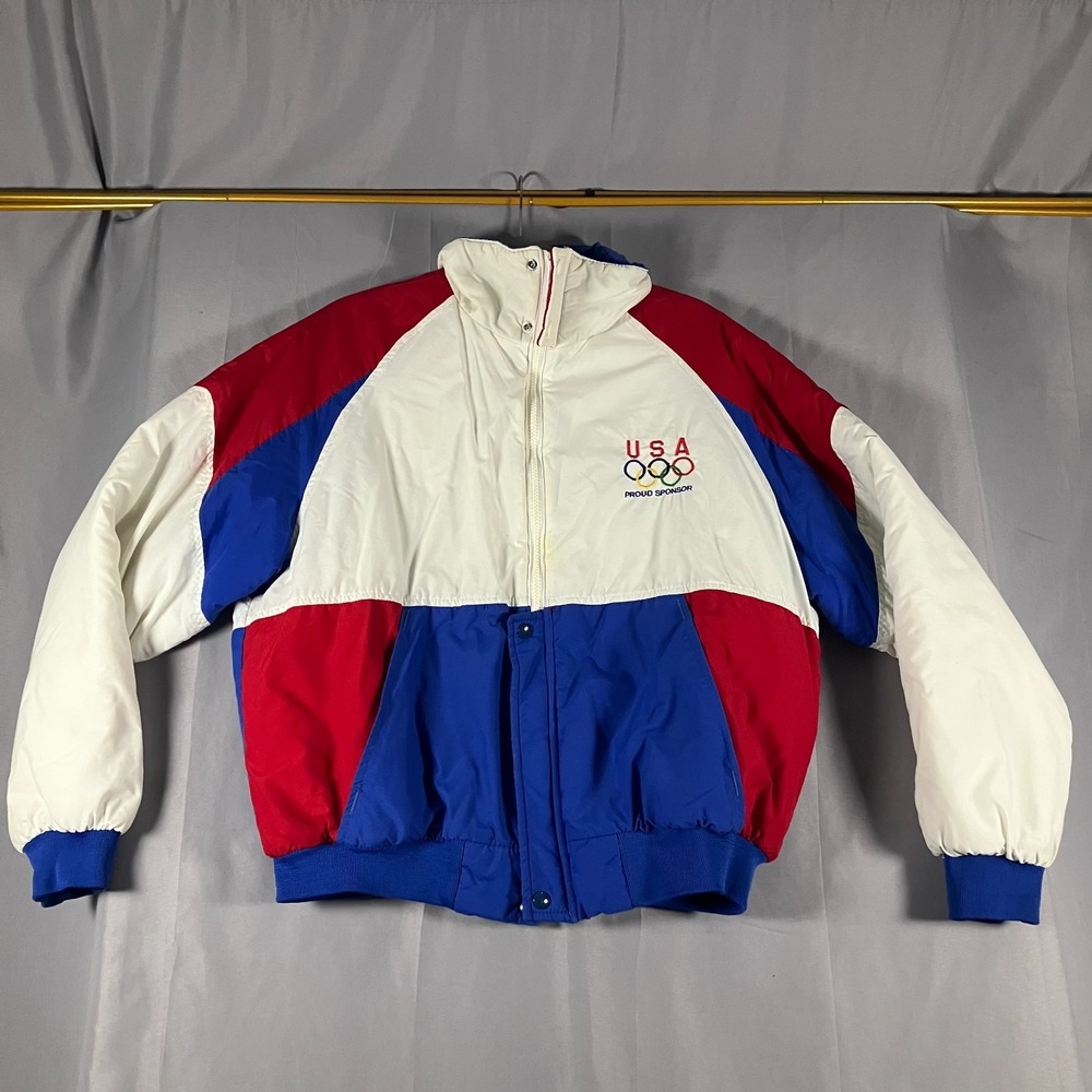 Swingster USA‎ Olympic Jacket Men's Large Red White Blue Insulated